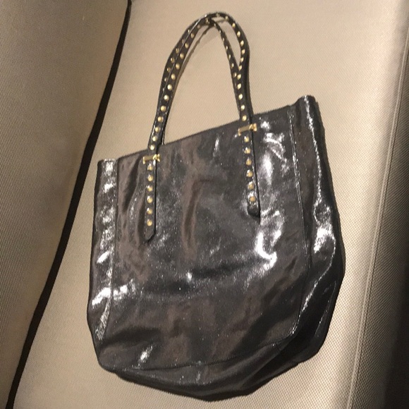 Brian Atwood leather metallic silver tote. - Picture 3 of 8